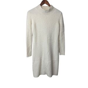 State Cashmere Cream Cashmere Long Sleeve Mock Neck Dress Size Small